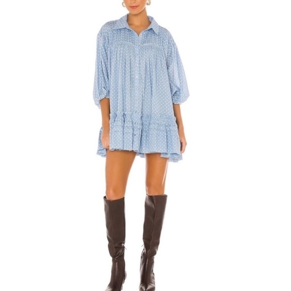 Free People Dresses & Skirts - FREE PEOPLE Full Swing Mini Dress in Powder Blue Size Small